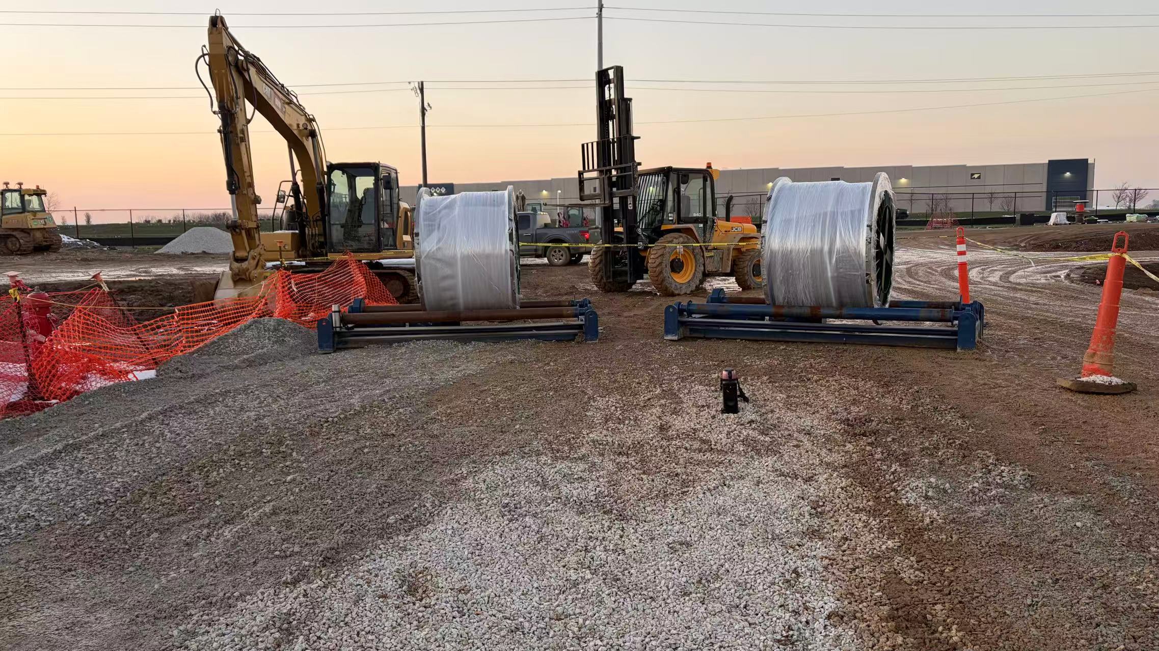 Cable reels at job site